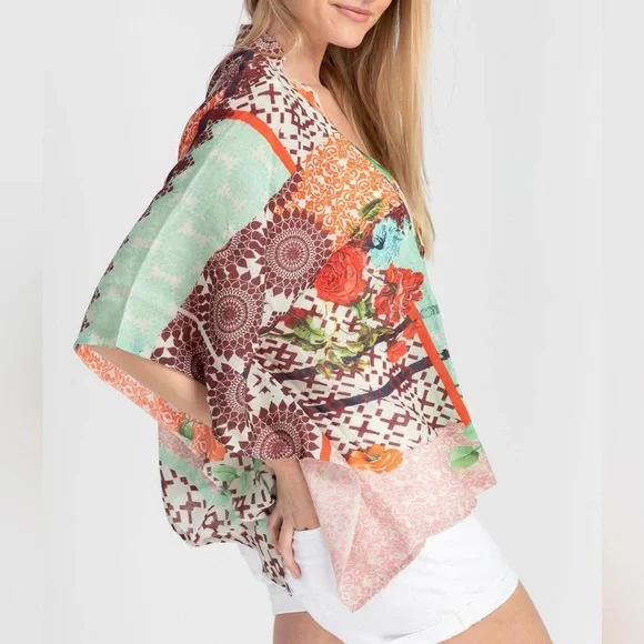 Saachi Artsy Twill Weaved Kimono Wool & Silk Open Cardigan Shrug Boho One Size - Picture 3 of 14